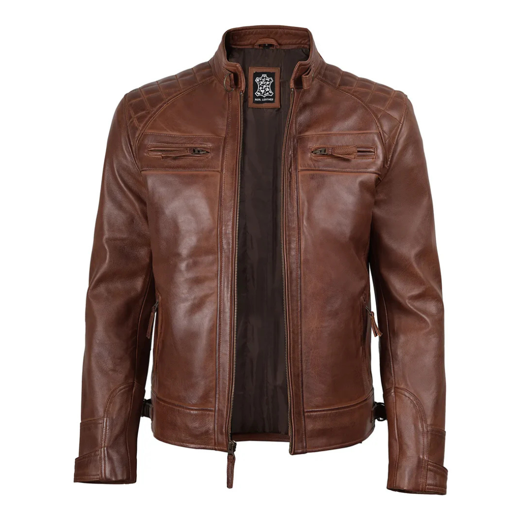 STANLEY | VESTE CAFÉ RACER EN CUIR MATELASSÉ POUR HOMME