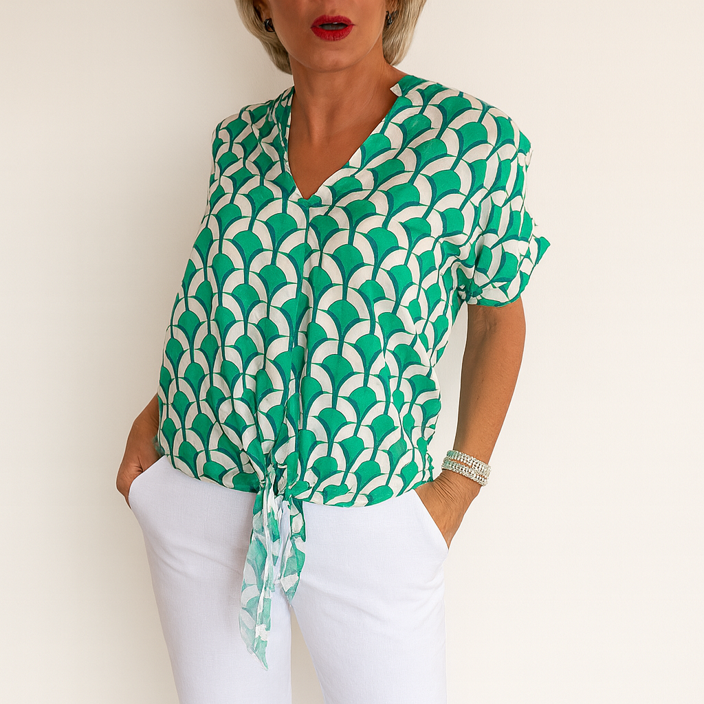 Ashley™ | V-Ausschnitt Lässiges Top & Druck