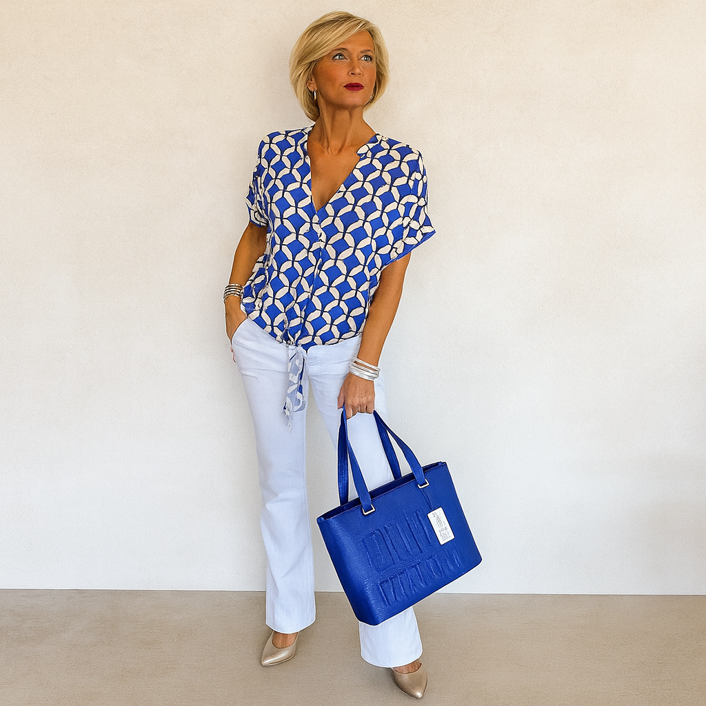 Ashley™ | V-Ausschnitt Lässiges Top & Druck